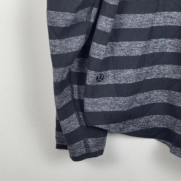 Lululemon Studio 1/2 Zip Sweatshirt Classic Stripe Heathered Black Men Sz XL Gym - Picture 7 of 13